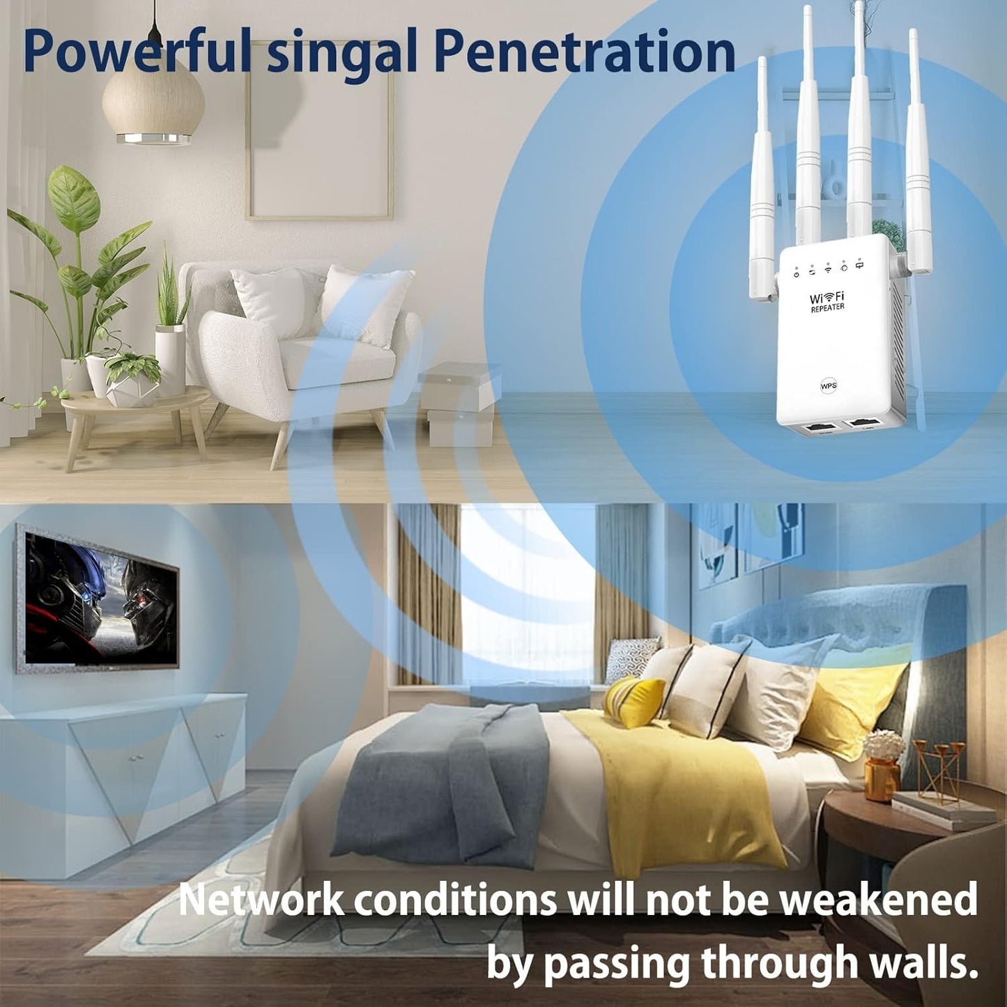 300M 8000 Wifi Extender Range Signal Booster Repeater 5 Modes Up to SqFt