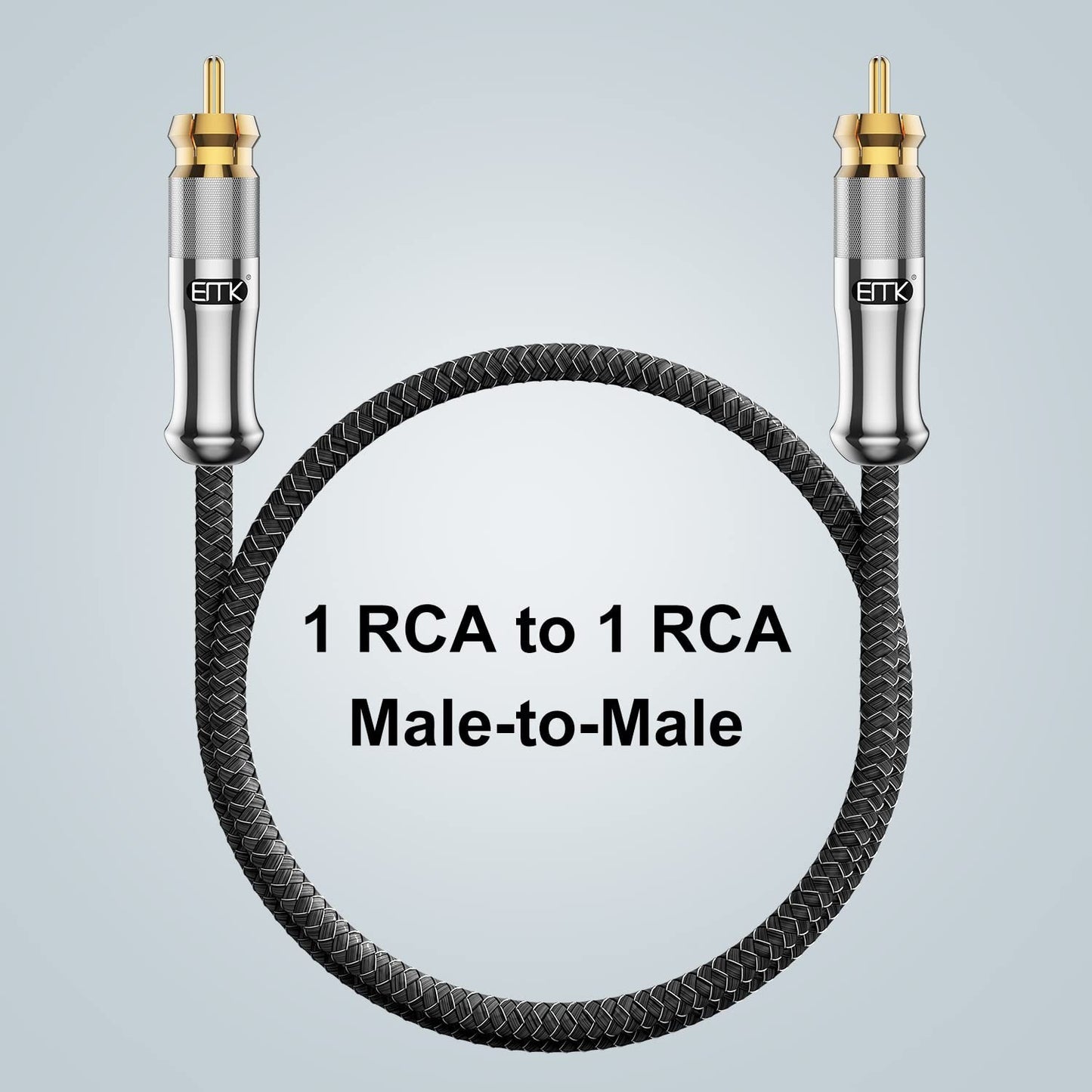 EMK 3FT RCA to RCA Subwoofer Cable – Gold-Plated, Braided, Hi-Fi Audio Cord