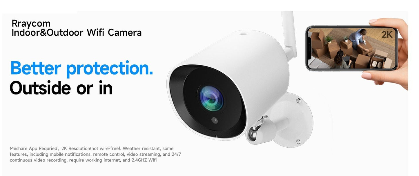 3MP FHD Rraycom 3Pack WiFi Security Camera OutdoorIndoor Cameras wNight Vision