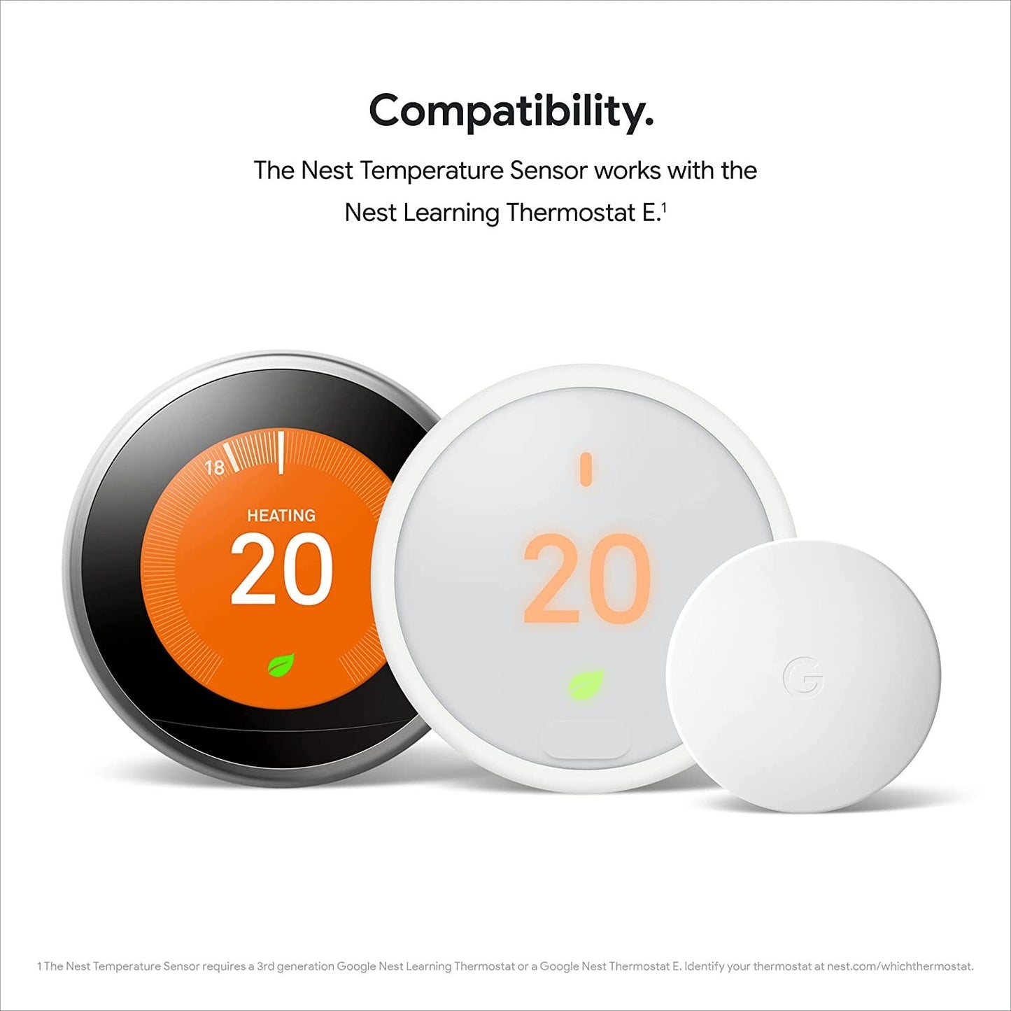 T5000SF Google Nest Temperature Sensor Nest Thermostats White