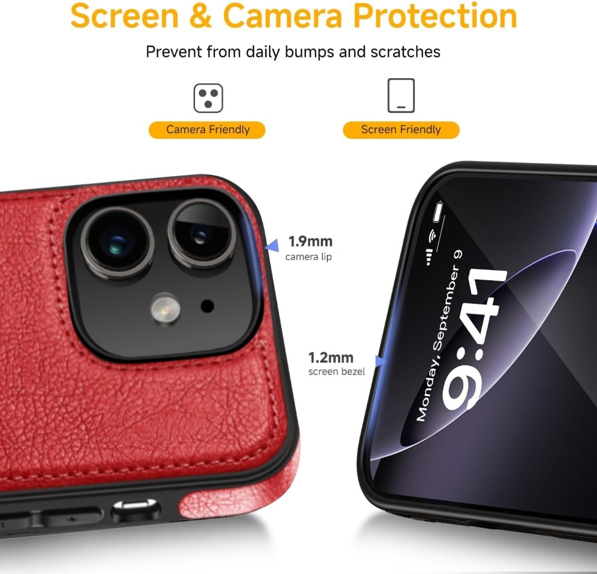 Luxury Leather Case for iPhone 11 – Slim Business Cover, Anti-Slip, Red (6.1")