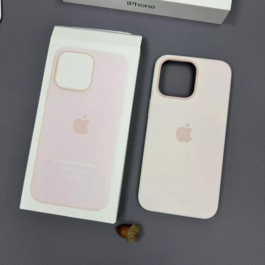 Genuine iPhone 15 Pro Max Silicone Case with MagSafe – Light Pink Case