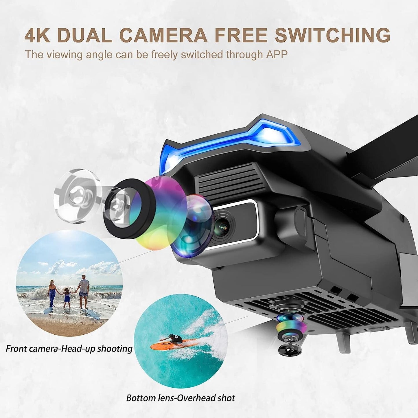 FPV APP w Dual Camera AdultsKidsBeginners control Foldable Mini Drones