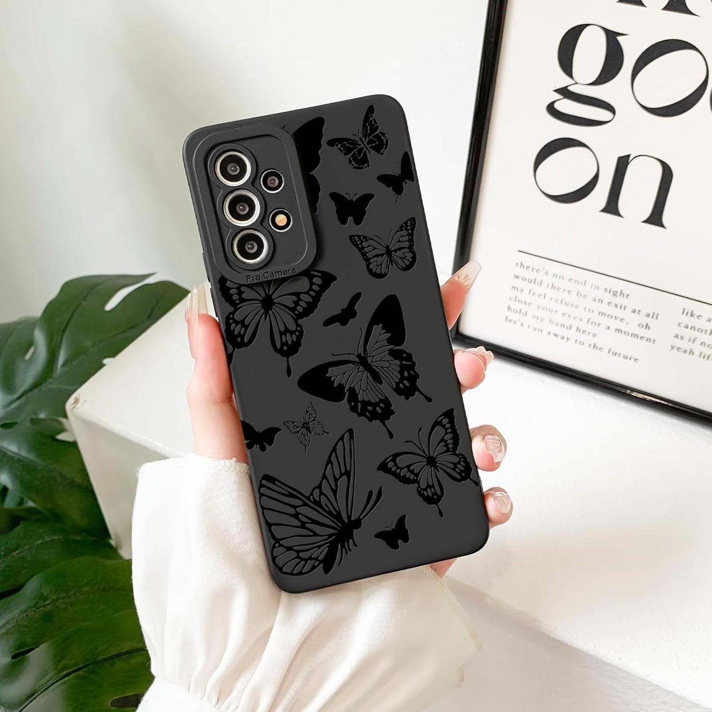Compatible for Samsung Galaxy A13 4G Case Cute Cool Butterfly with Black Design