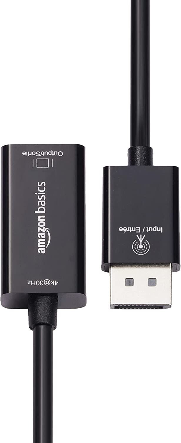 Amazon Basics DisplayPort to HDMI Adapter 4K@60Hz – Not for USB, Black