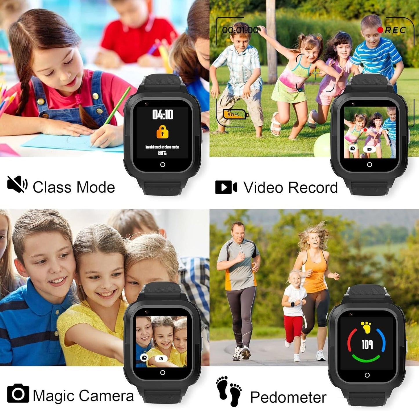 SIM GPS Kids Smartwatch w Card 4G Kids Tracker Whatsapp Line Realtime Calling