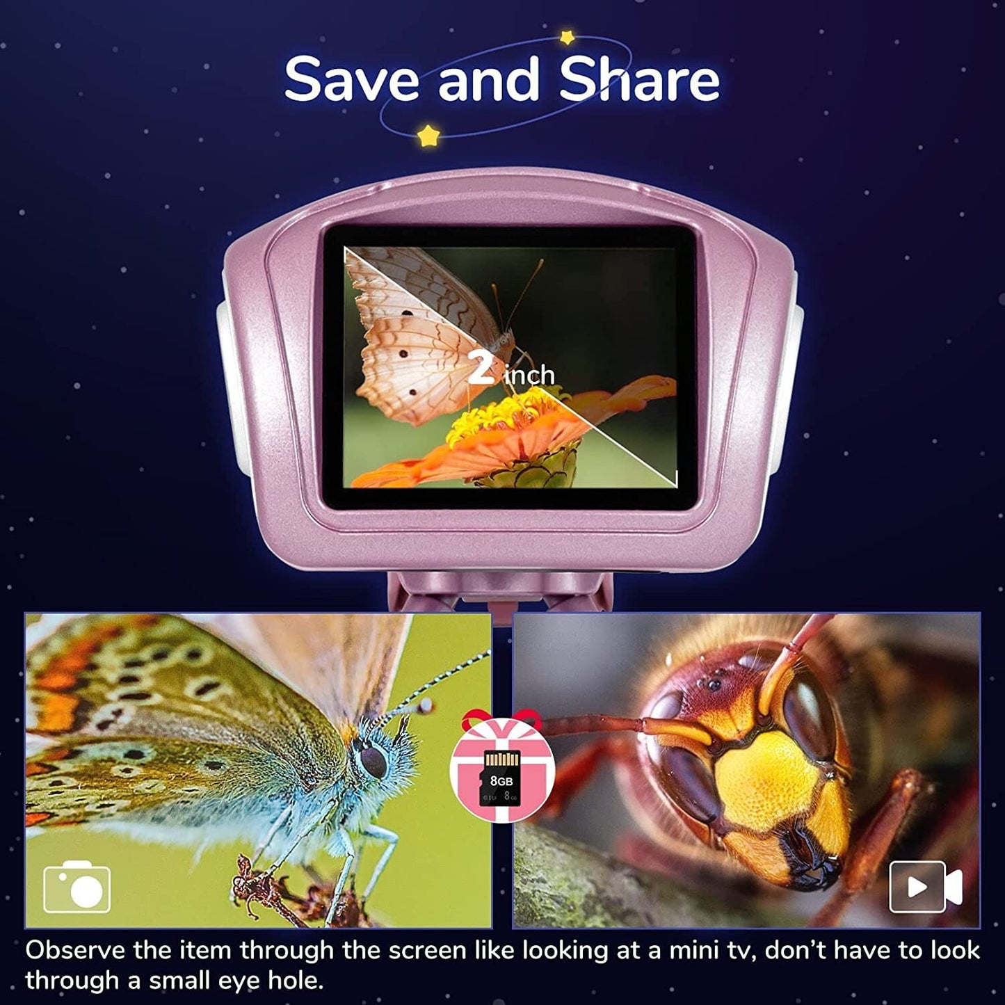 LINKMICRO LM012 Microscope Zoom 2 Screen PhotoVideos SD Card