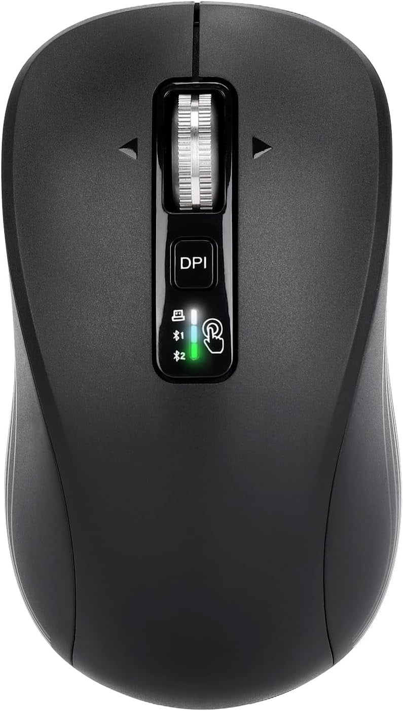 Wireless Mouse, Dual Bluetooth & USB, Silent Clicks, Adjustable DPI Rechargeable
