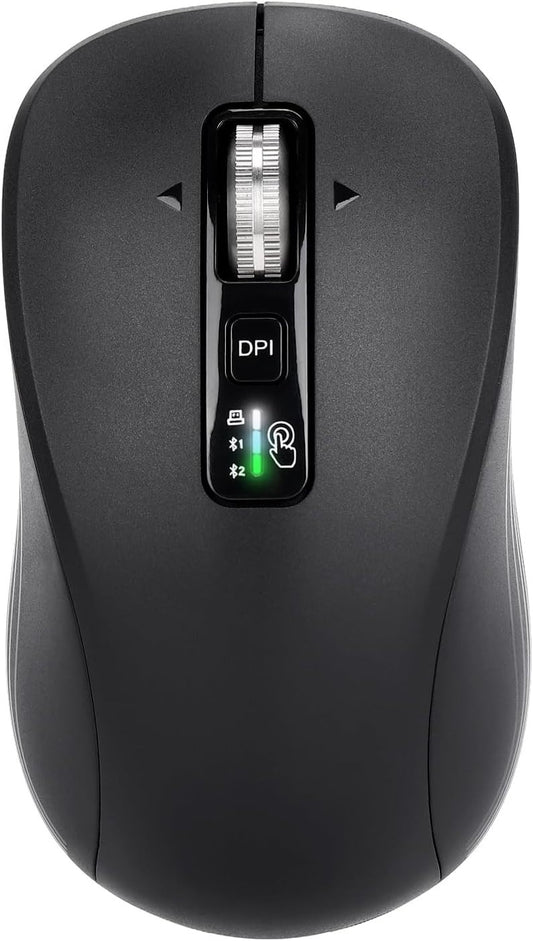 Wireless Mouse, Dual Bluetooth & USB, Silent Clicks, Adjustable DPI Rechargeable