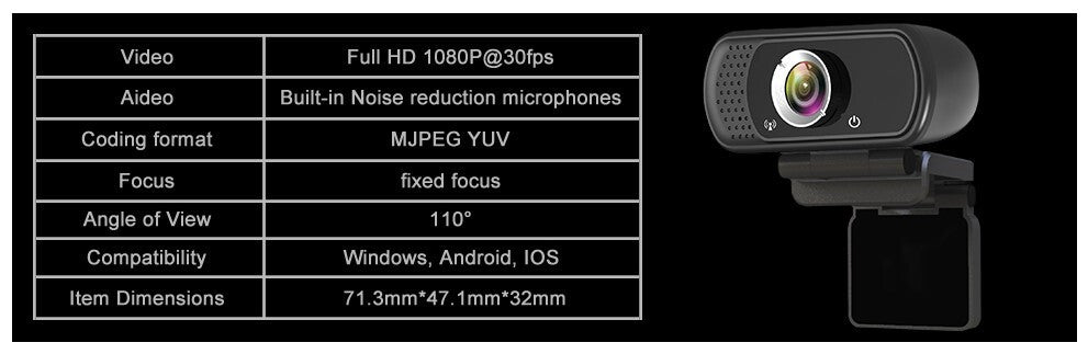 1080P Webcam Microphone Hrayzan HD Webcam w Privacy Cover Tripod