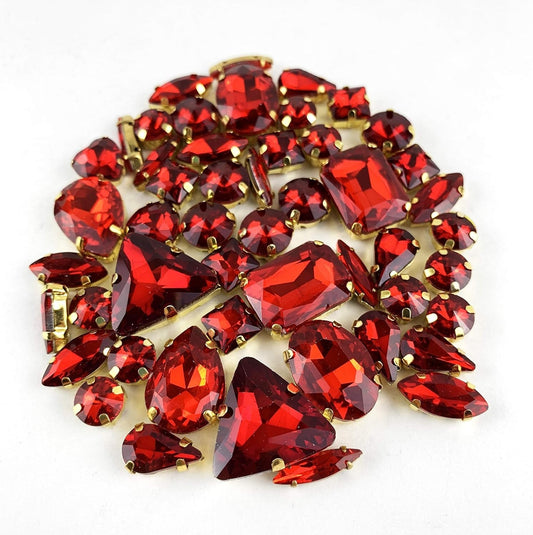 Worlds 50PC Mix Shapes Sew On Crystal Rhinestone Flatback Gold Claw Setting Glas