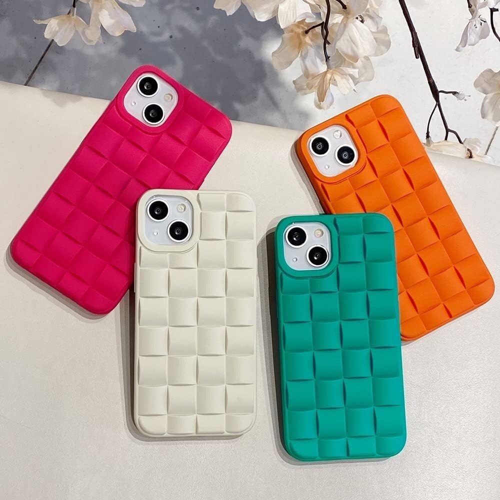 TPU iPhone Cute 3D Weave Grid Lattice Print Design Soft Silicone Camera
