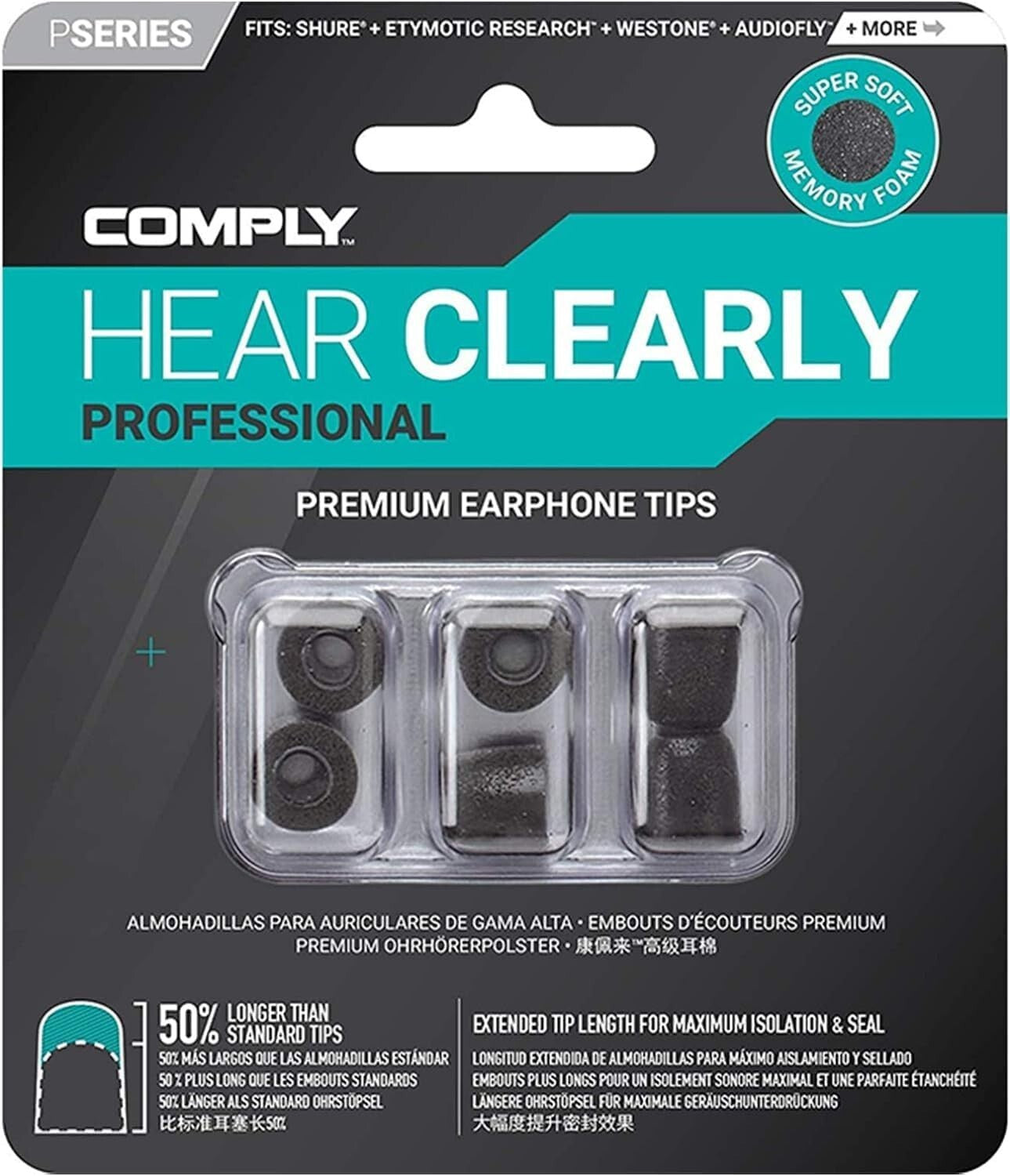 GEN PAIRS Comply PSeries Memory Foam Replacement Ear Tips 12 SML 3