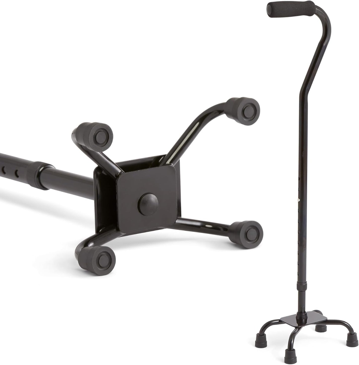 Medline Aluminum Quad Cane w/ Small Base 300 lb Adjustable Walking Aid