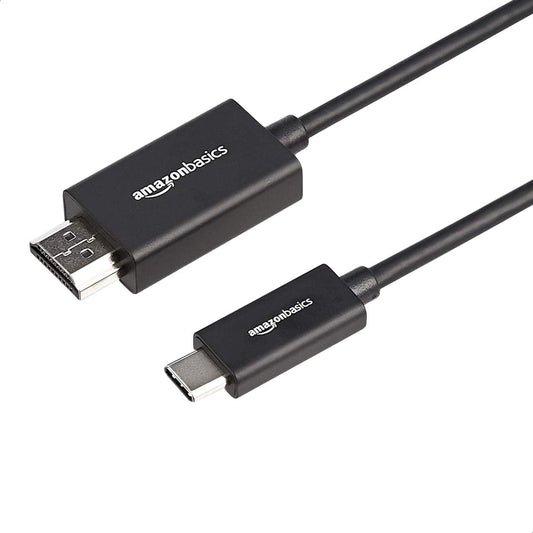 Amazon Basics Premium Aluminum Uni-Directional USB-C (Source) to HDMI (Display) Cable Adapter (Thunderbolt 3 Compatible) 4K@60Hz, 3-Foot, Black