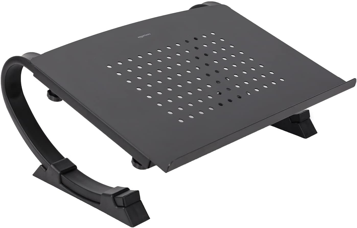 Amazon Basics - Adjustable Monitor Stand, Laptop Riser for Desk, Holds Laptops, Monitors and Printers up to 22 Pounds, Black