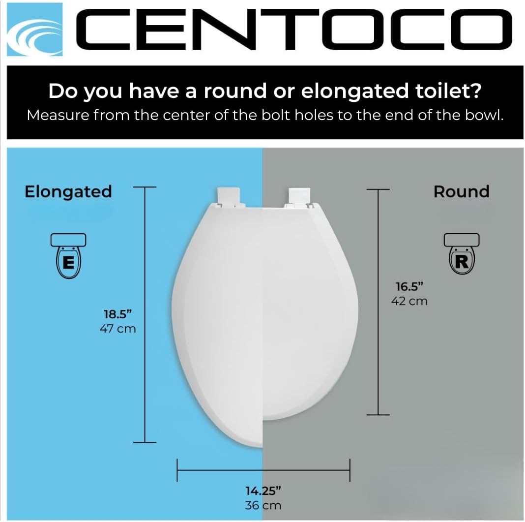 Centoco 900SC-001 Elongated Toilet Seat Soft Close Wood Core White Made in USA