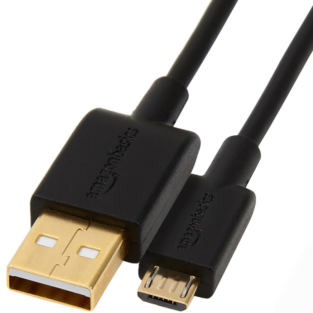 Amazon Basics USB-A to Micro USB Charging Cable, 480Mbps Data Transfer, Gold-Plated Plugs, Compatible with Android Phones and Tablets, 10 Foot, Black