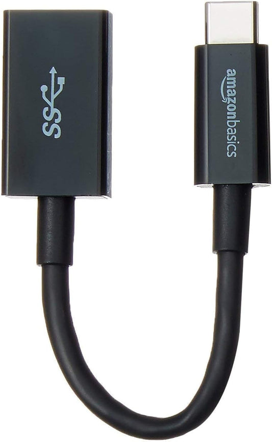 Amazon Basics USB 3.1 USB-C to USB-A Female Adapter Cable Converter, 5Gbps High-Speed, USB-IF Certified, Fast Transfer, Portable, for Laptops, Tablets