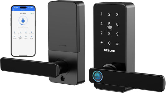DESLOC B200L Fingerprint Smart Lock w/ Handle Keyless Entry Keypad App Control