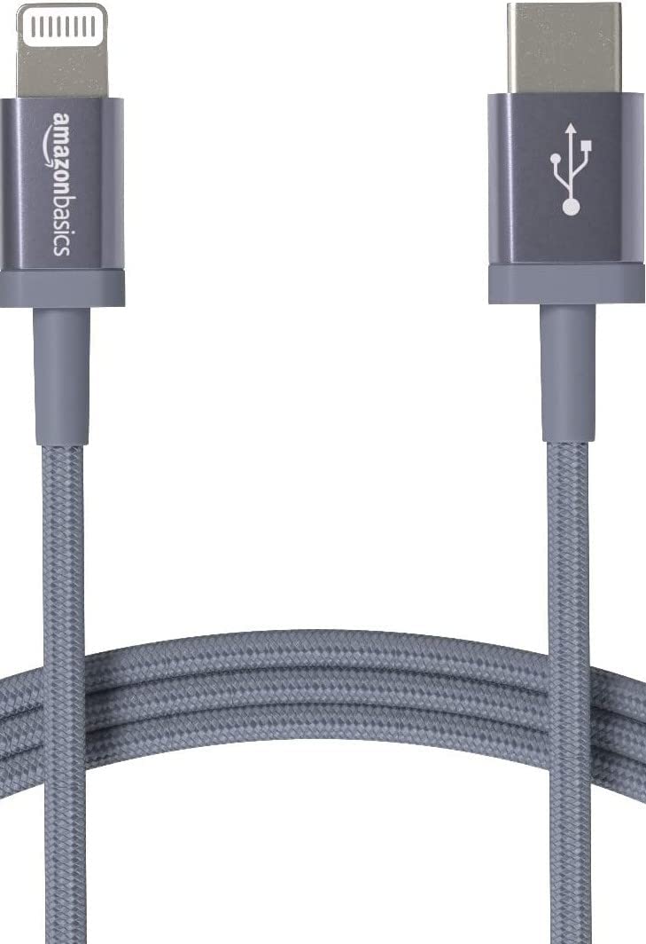 Amazon Basics MFi Certified Fast Charging USB-C to Lightning iPhone Charger Cable, Nylon Braided Cord, Compatible Charger for Apple iPhone 14 13 12 11