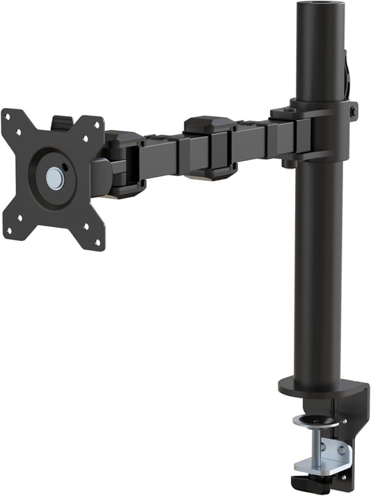 Amazon Basics Single Computer Monitor Stand with Cable Management, Height Adjustable VESA Desk Arm Mount, Fully Adjustable Tilt and Rotation, Steel, B