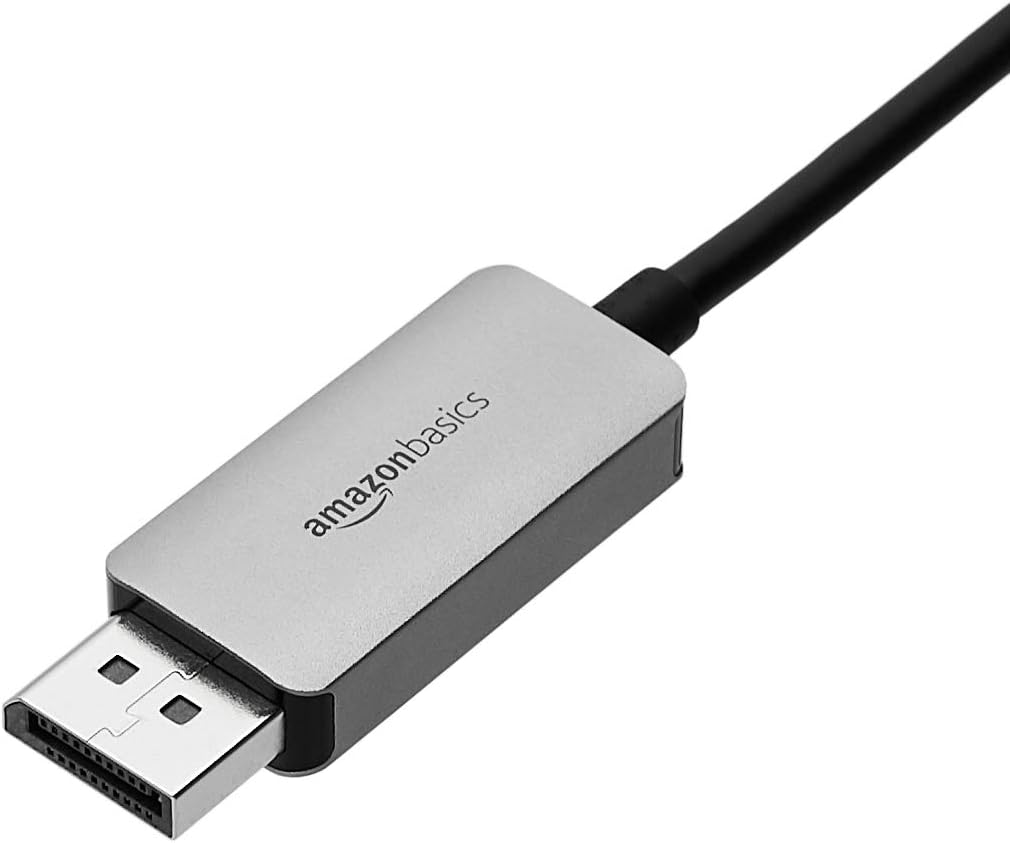 Amazon Basics Aluminum Uni-Directional USB-C (Source) to DisplayPort Cable (Display) - 6-Foot