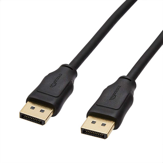 Amazon Basics DisplayPort 1.2 Cable, 21.6Gbps High-Speed, 4K@60Hz, 2K@165Hz, Gold-Plated, 6 Foot, Black