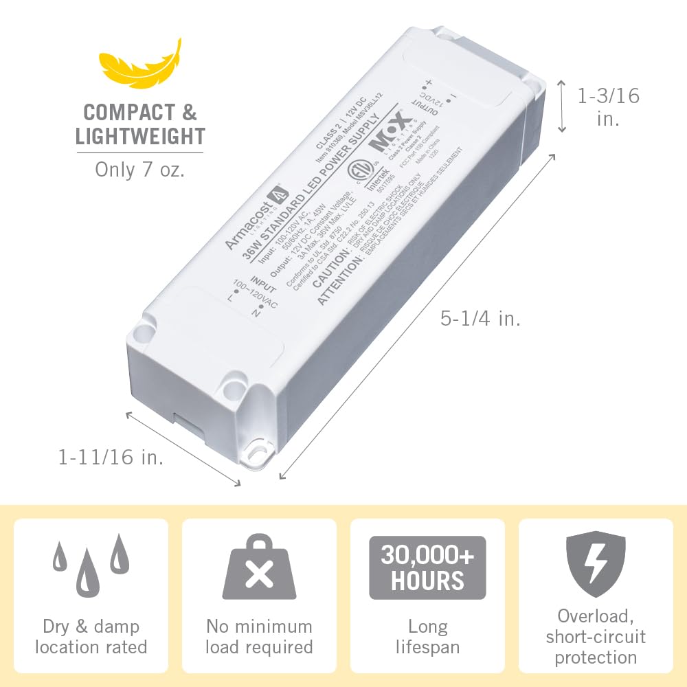 Armacost Lighting 810360 Standard LED Power Supply Driver White