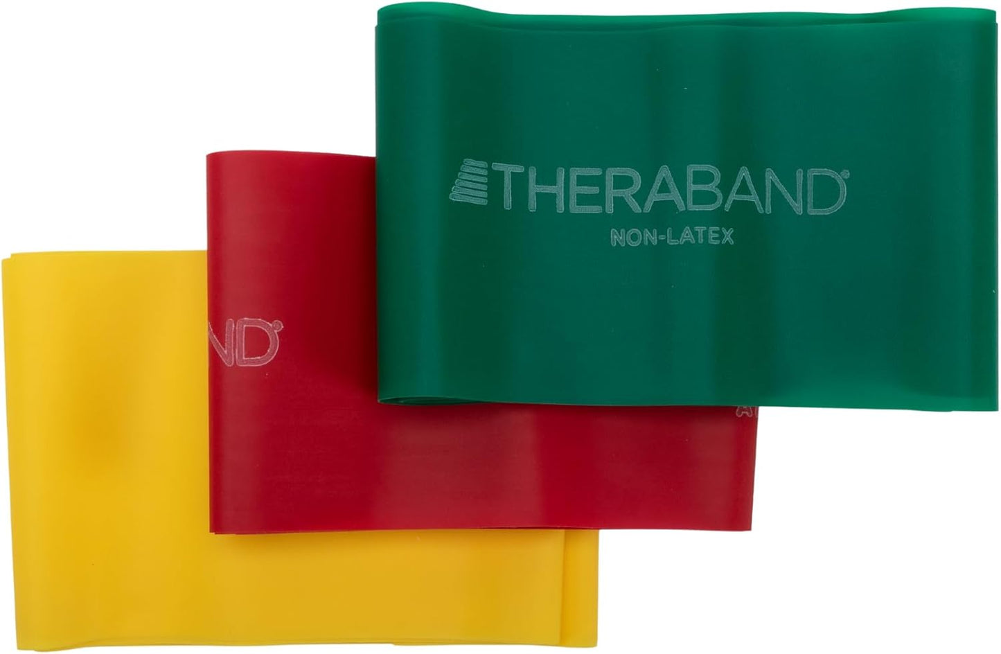 TheraBand Resistance Bands Set 3 Non-Latex Exercise Bands Yellow Red Green