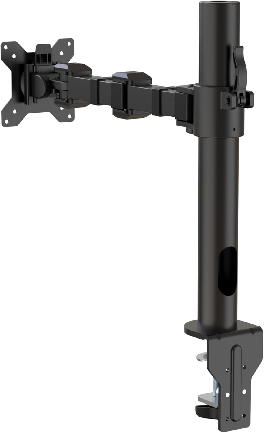 Amazon Basics Single Computer Monitor Stand with Cable Management, Height Adjustable VESA Desk Arm Mount, Fully Adjustable Tilt and Rotation, Steel, B