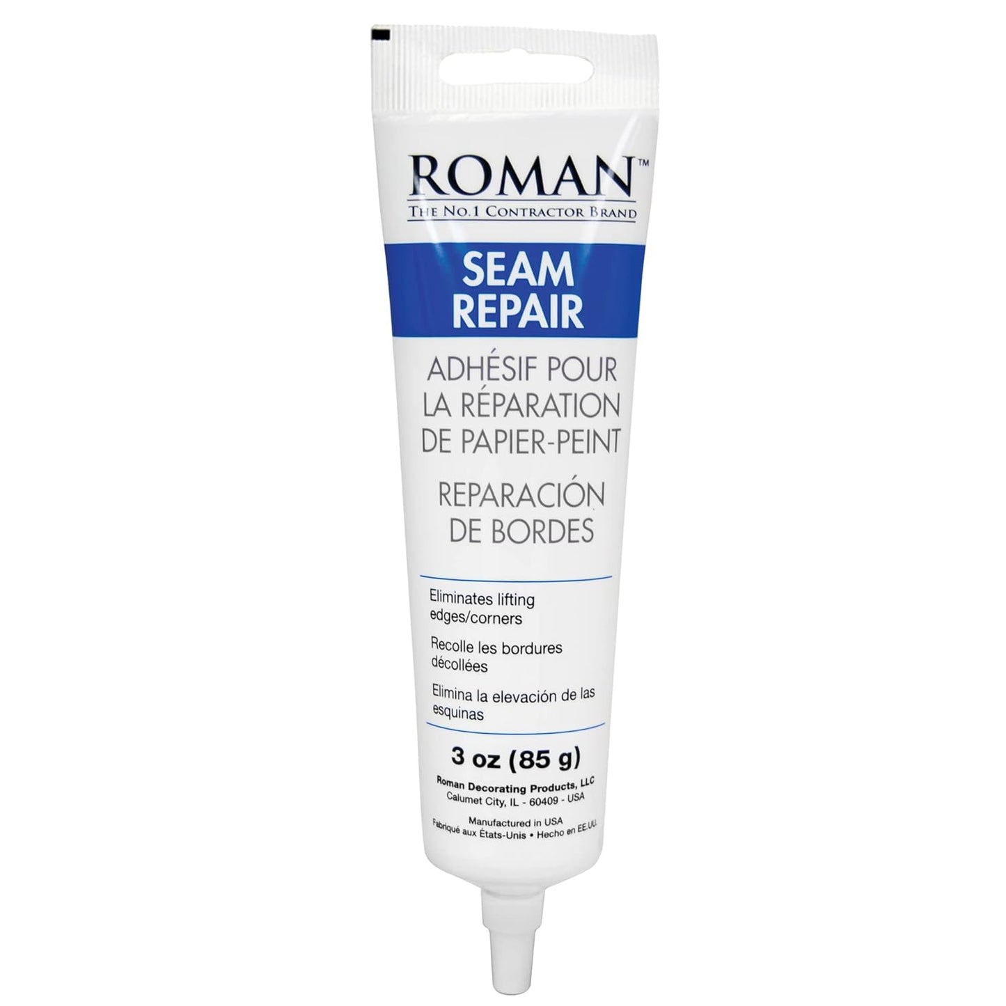 Roman Seam Repair Adhesive 3oz Wallpaper Tear Sealer White w/ Applicator Tip