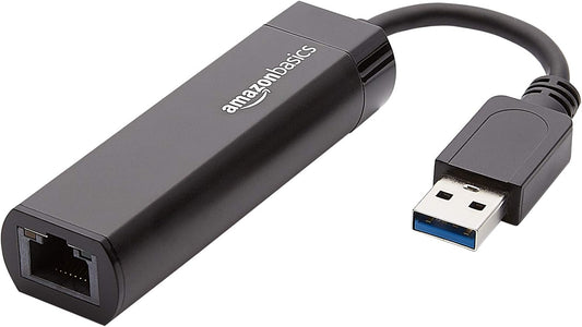 Amazon Basics USB 3.0 to 10/100/1000 Gigabit Ethernet Internet Adapter, Compatible with Windows and macOS, Black