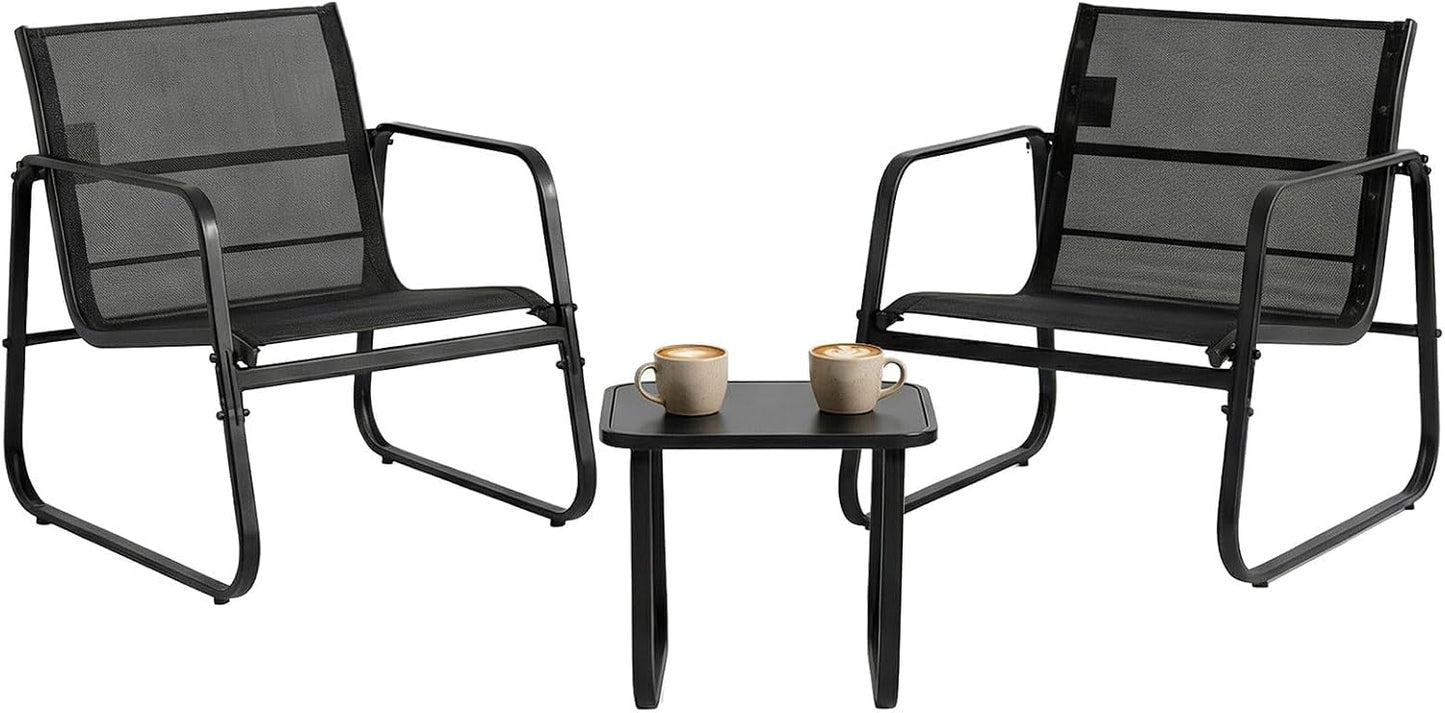 DUMOS 3 Piece Patio Bistro Furniture Set Table &amp; Chairs Balcony Poolside