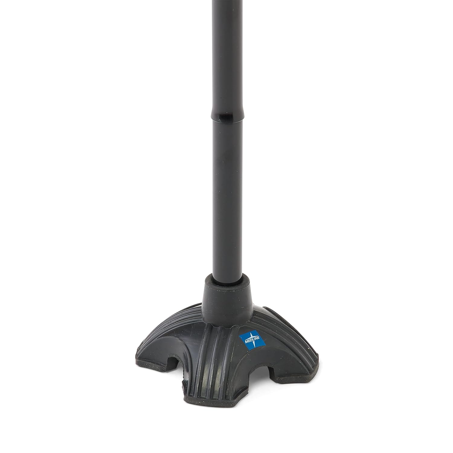 Medline Offset Folding Cane 4-Point Base Cushioned Gel Handle 350lb Black