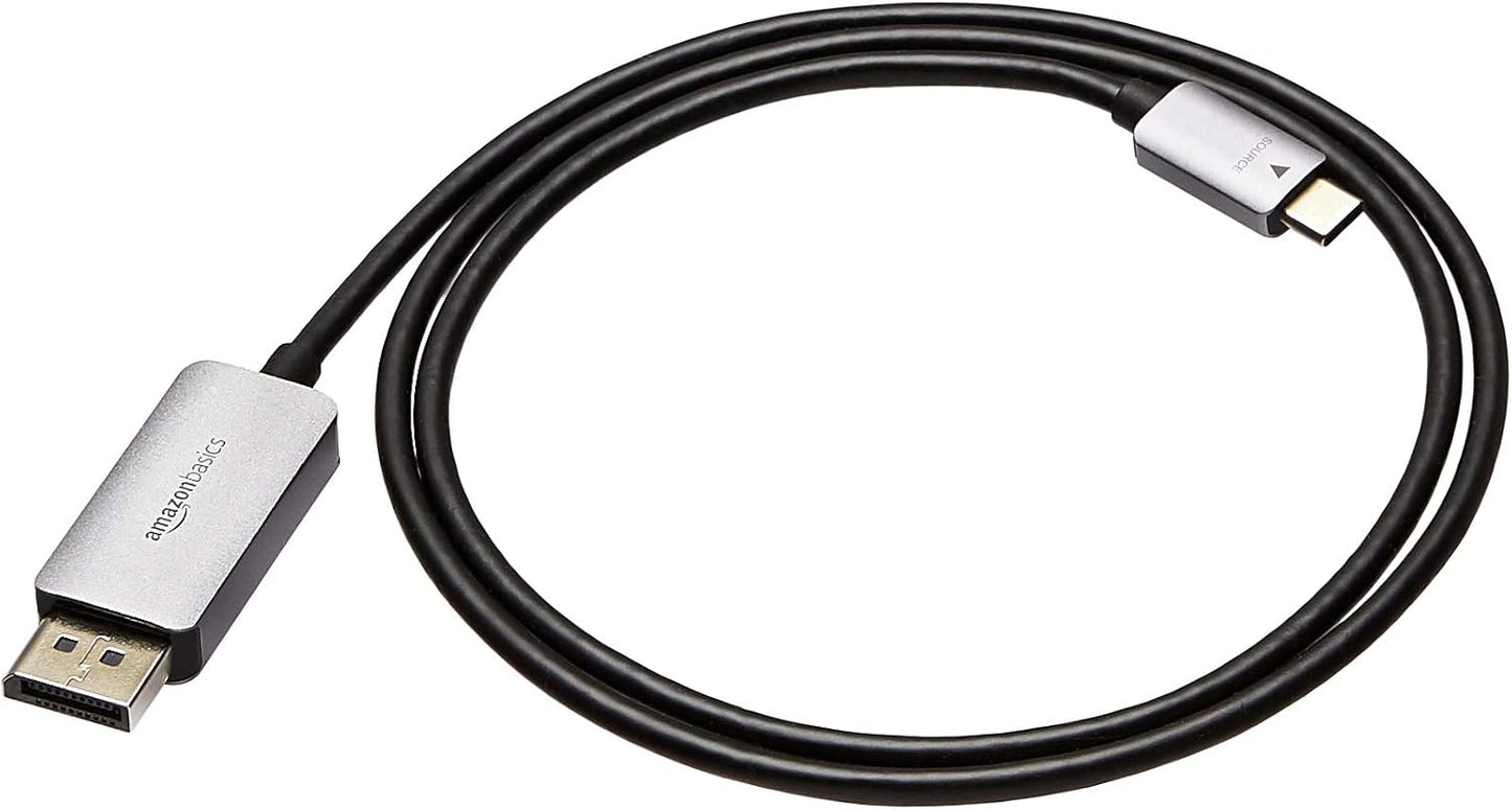 Amazon Basics Aluminum Uni-Directional USB-C (Source) to DisplayPort (Display) Cable - 3-Foot
