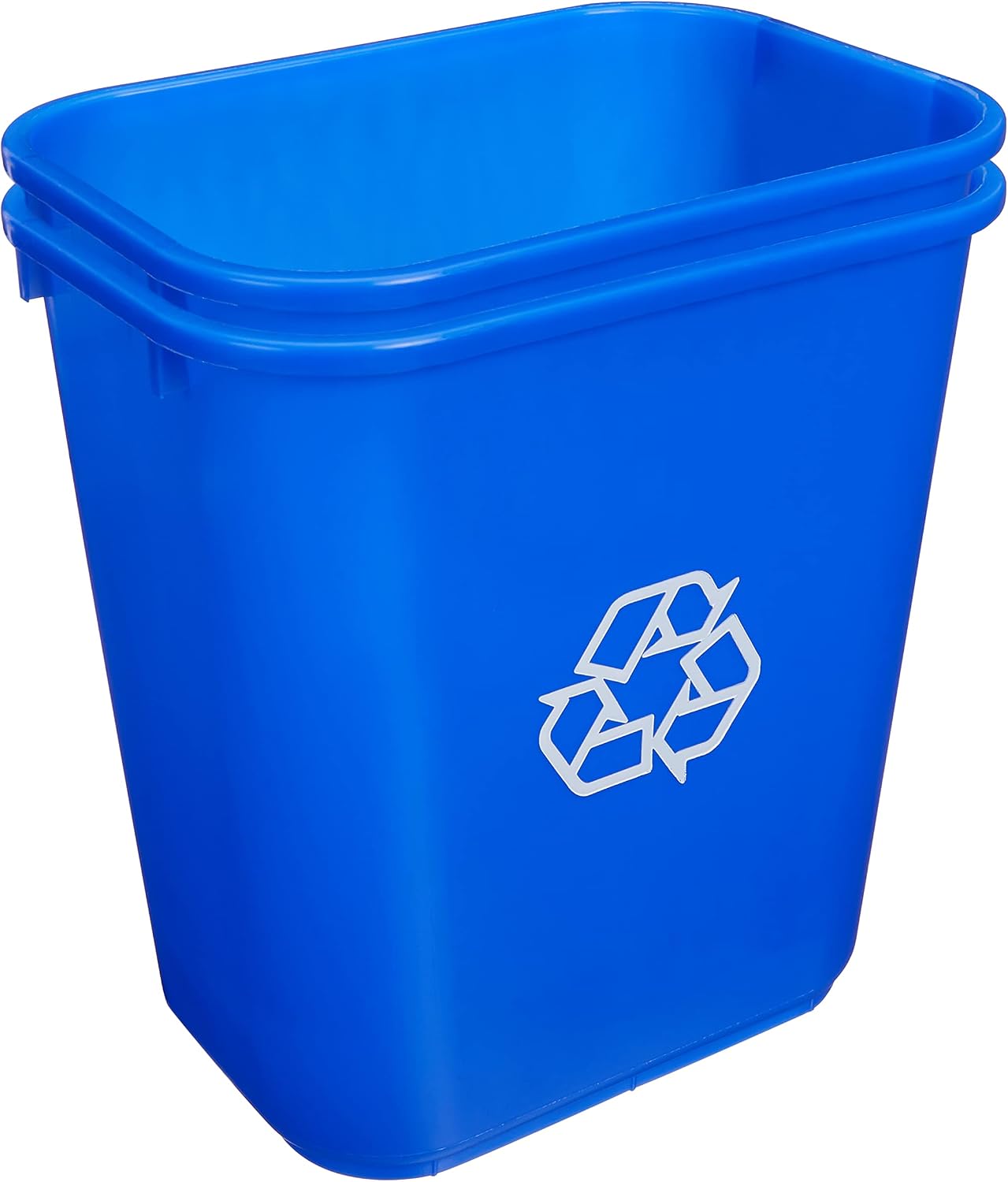 Amazon Basics 7 Gal Commercial Recycling Wastebasket w/ Recycle Logo Blue 2 Pk
