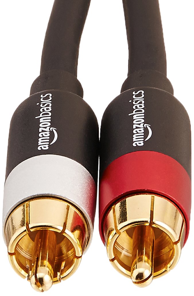 Amazon Basics 2 RCA Audio Cable for Amplifier,Active Speakers or Subwoofer with Gold-Plated Plugs, 4 Feet, Black
