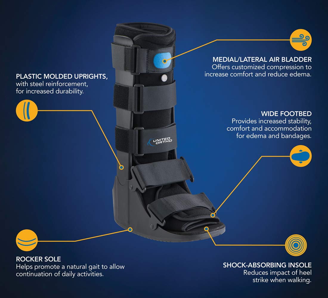 United Ortho Air Cam Walker Fracture Boot Medium Black