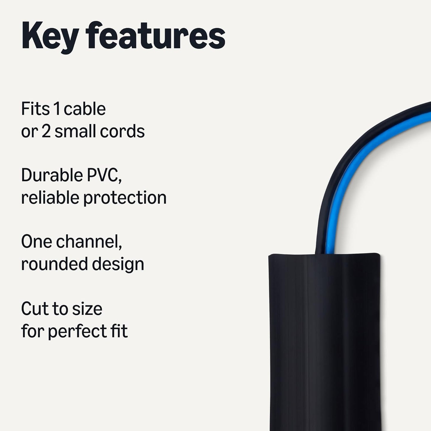 Amazon Basics Floor Cord Cover 6ft 2.6in Cable Protector Concealer Black