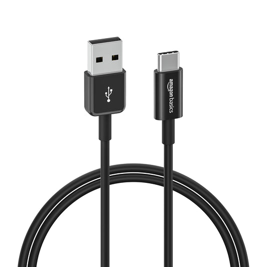 Amazon Basics USB-C to USB-A 2.0 Fast Charger Cable, 480Mbps Data Transfer Speed, USB-IF Certified, for Apple iPhone 16/15, iPad, Samsung Galaxy, Tabl