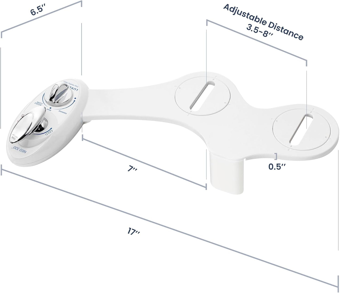 LUXE Bidet NEO 320 Dual Nozzle Non-Electric Bidet Warm Water Rear Feminine White