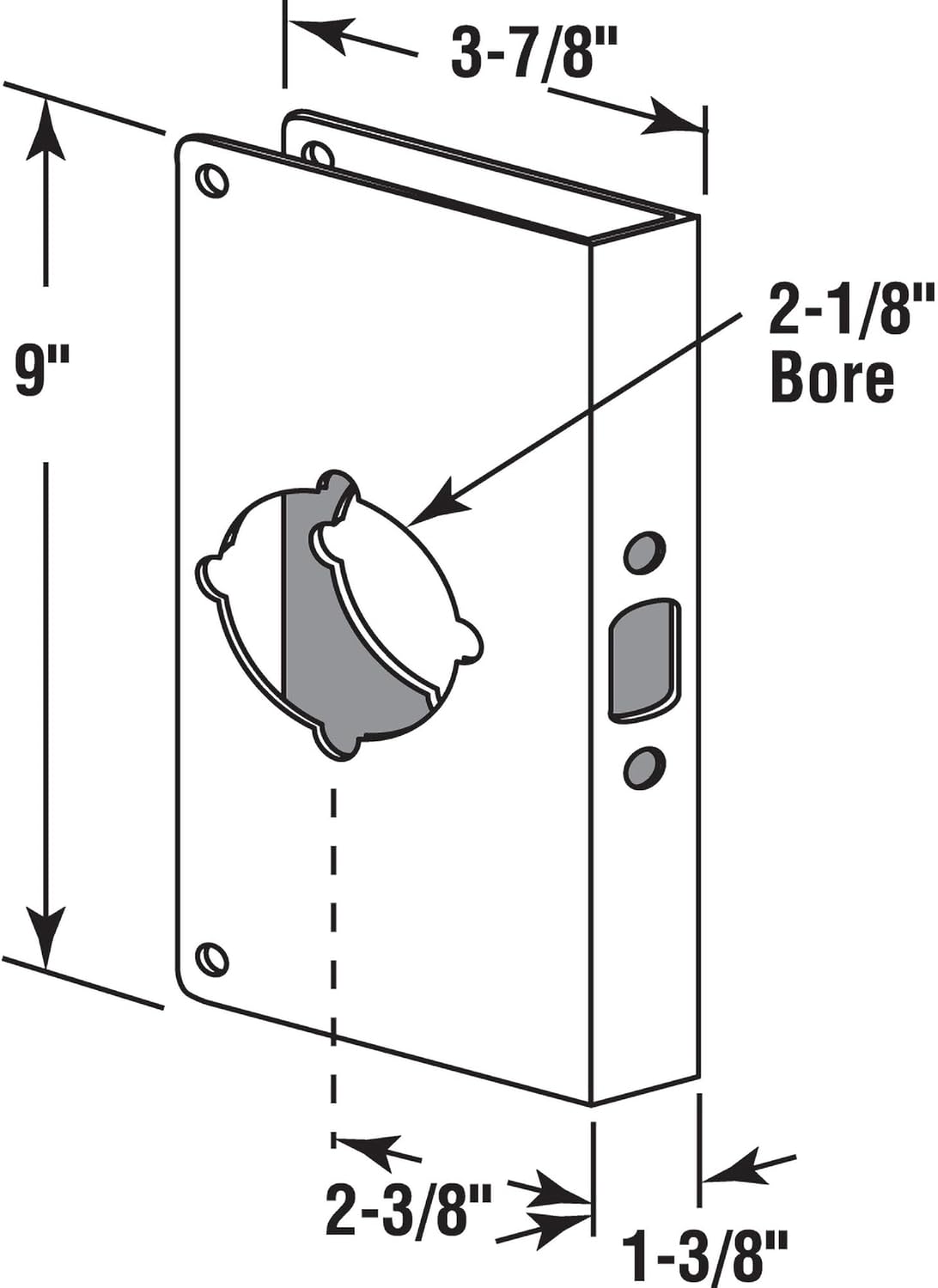 Prime-Line U 9585 Stainless Steel Door Reinforcement Lock Plate 1-3/8in