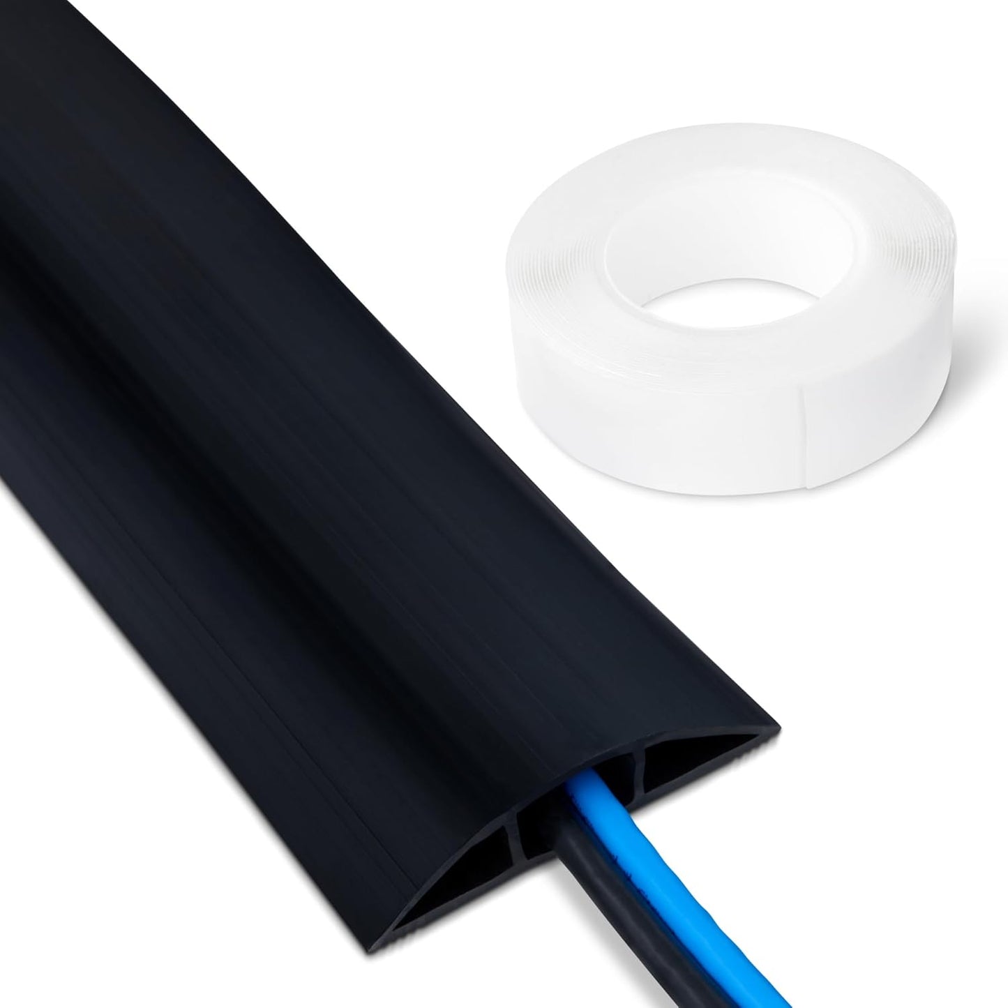 Amazon Basics Floor Cord Cover 6ft 2.6in Cable Protector Concealer Black