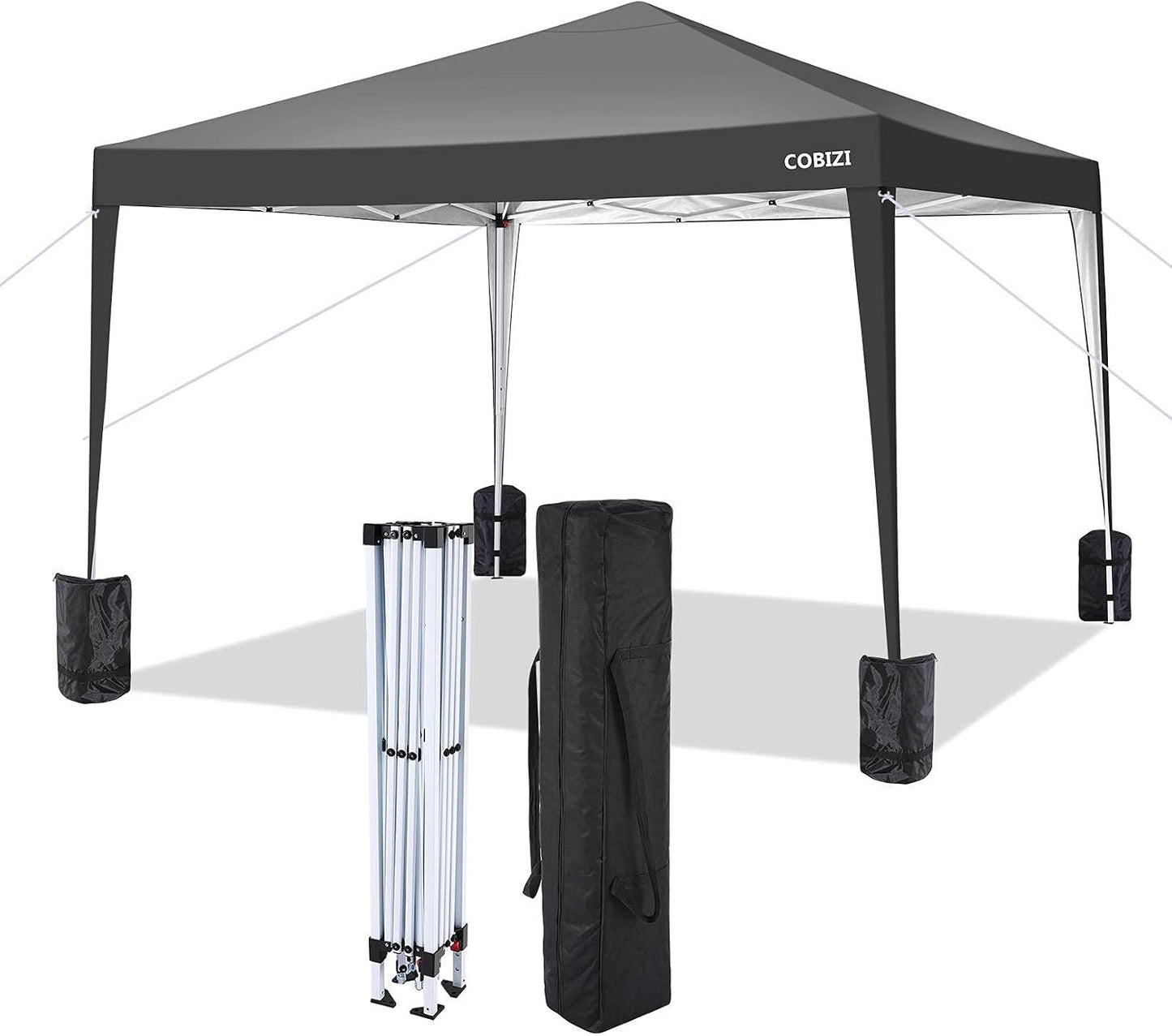 COBIZI 10x10 FT Party Tent w/ 4 Sidewalls White Lightweight Canopy