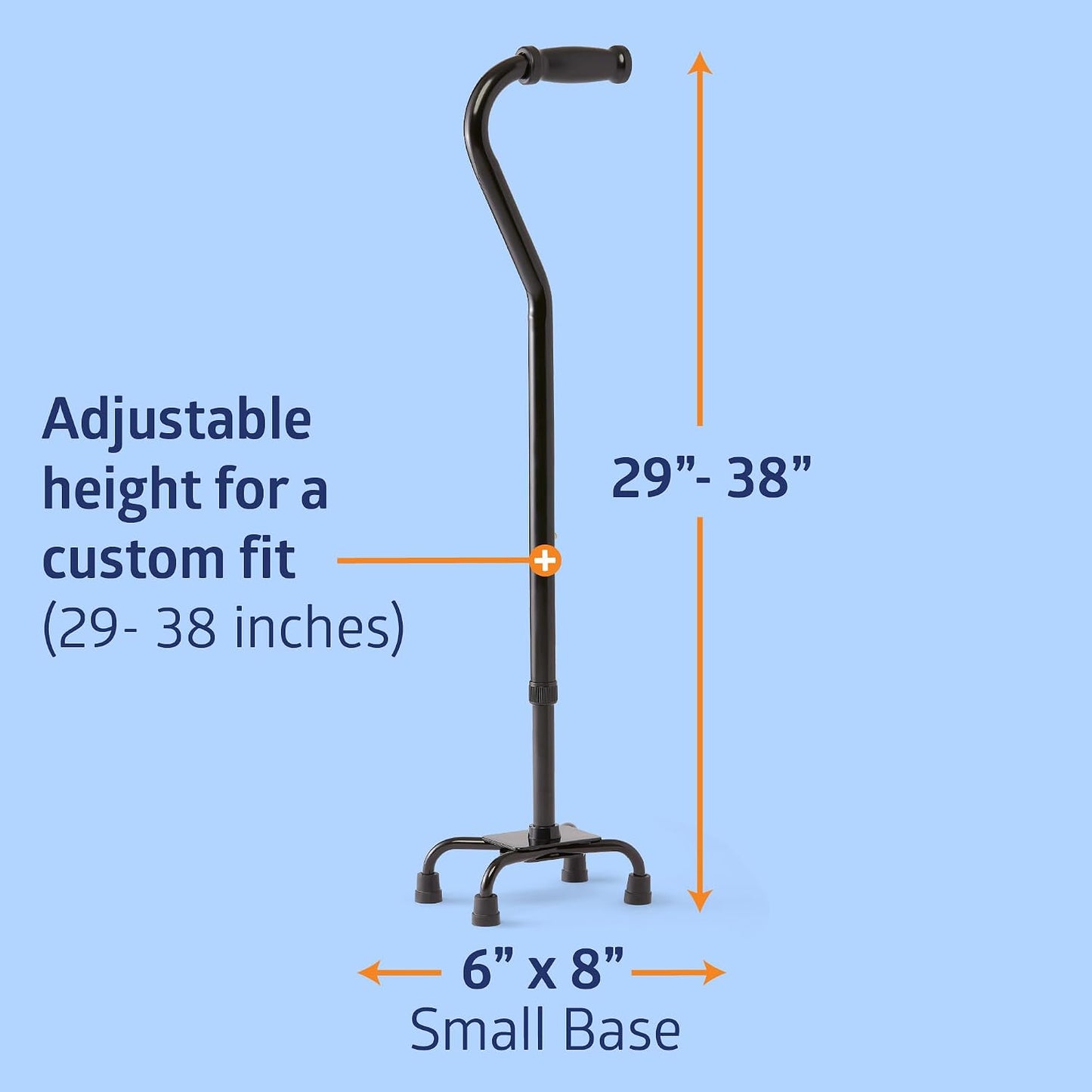 Medline Aluminum Quad Cane w/ Small Base 300 lb Adjustable Walking Aid