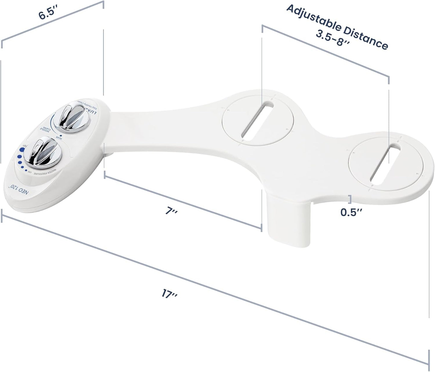 LUXE Bidet NEO 120 Non-Electric Bidet Attachment Toilet Seat Rear Wash White