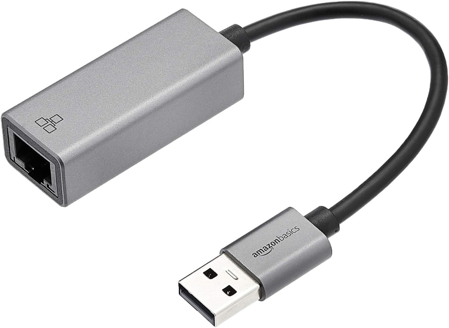 Amazon Basics Aluminum USB 3.0 Gigabit Ethernet RJ45 Adapter, Plug and Play, Portable, No Drivers Needed, Gray