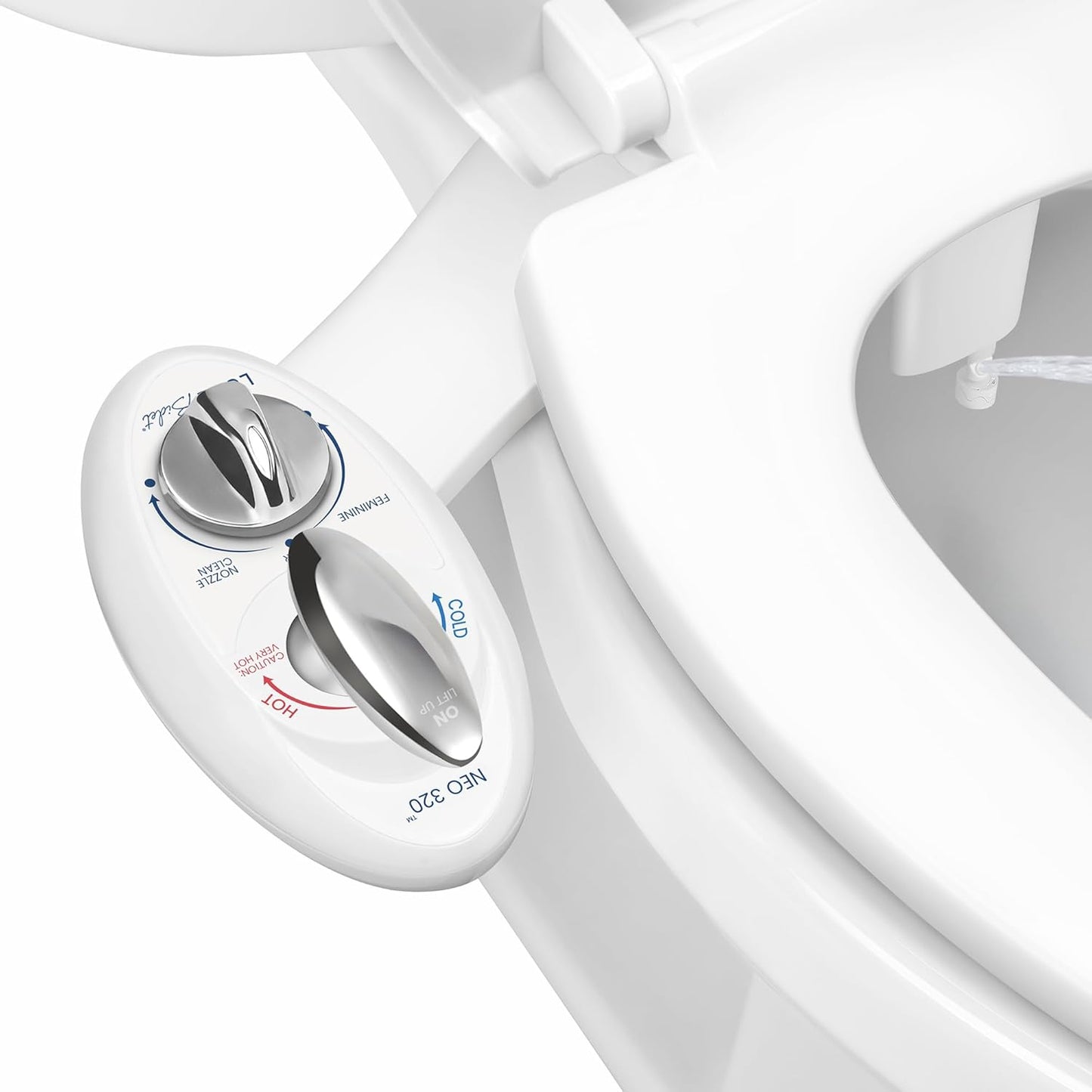 LUXE Bidet NEO 320 Dual Nozzle Non-Electric Bidet Warm Water Rear Feminine White