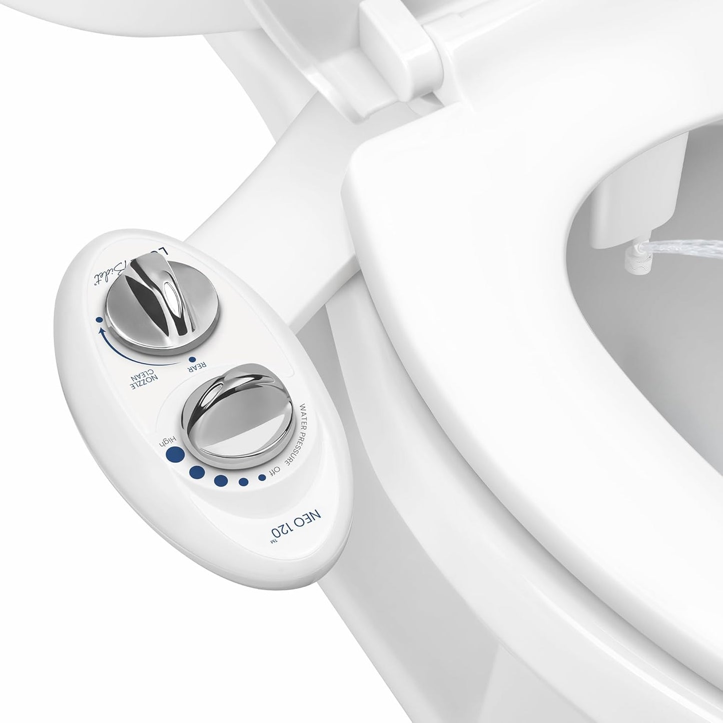 LUXE Bidet NEO 120 Non-Electric Bidet Attachment Toilet Seat Rear Wash White